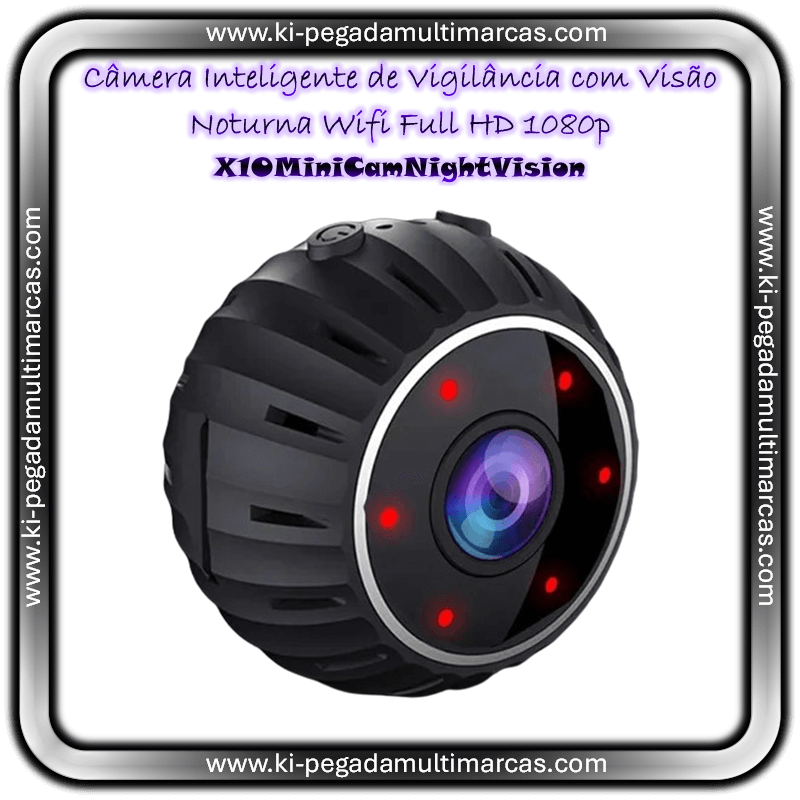 Câmera Inteligente de Vigilância com Visão Noturna WiFi Full HD 1080p [X10MiniCamNightVision]
