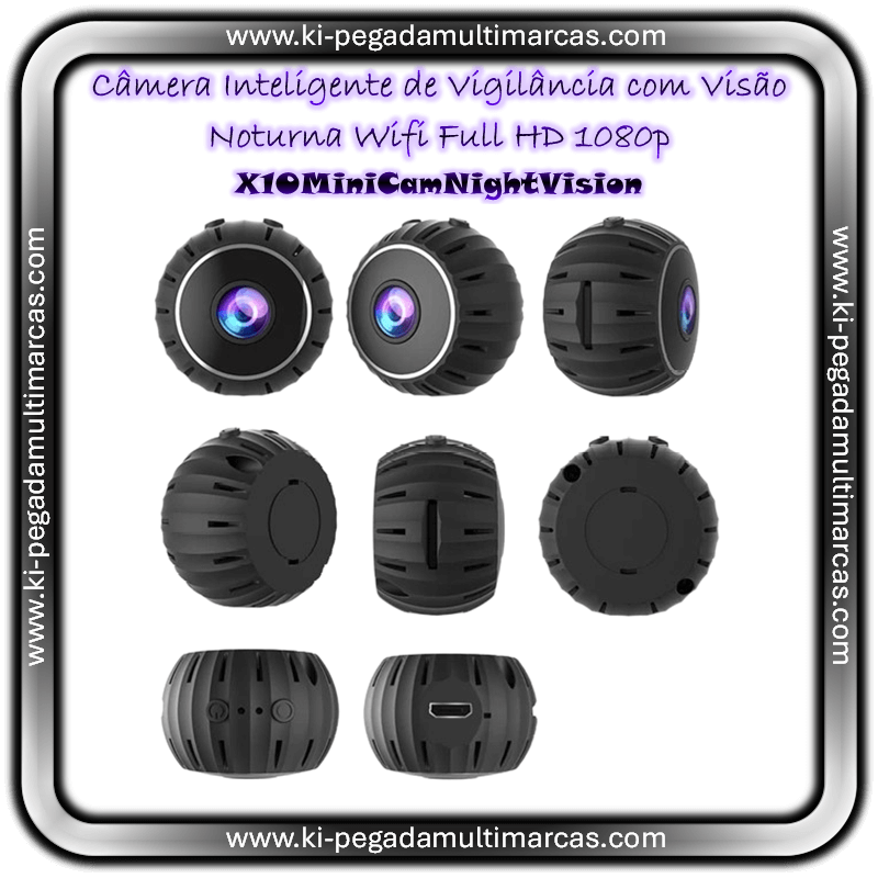 Câmera Inteligente de Vigilância com Visão Noturna WiFi Full HD 1080p [X10MiniCamNightVision]